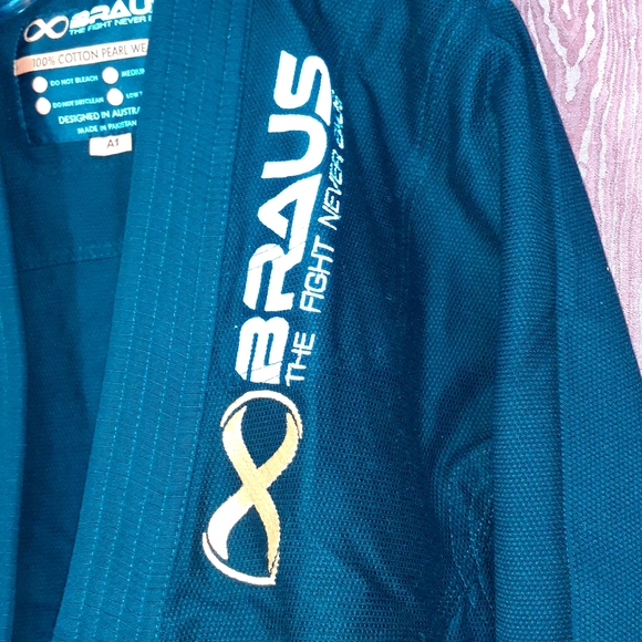 BRAUS THE FIGHT NEVER ENDS KIMONO JI Jitsu Gi A1 Black 100% Cotton Pearl Weave - Picture 4 of 9